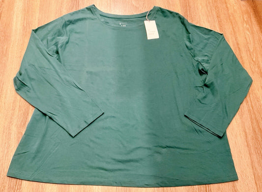 A New Day Womens Long-Sleeve Shirt, Size 3X, Round Neck Teal- NEW1