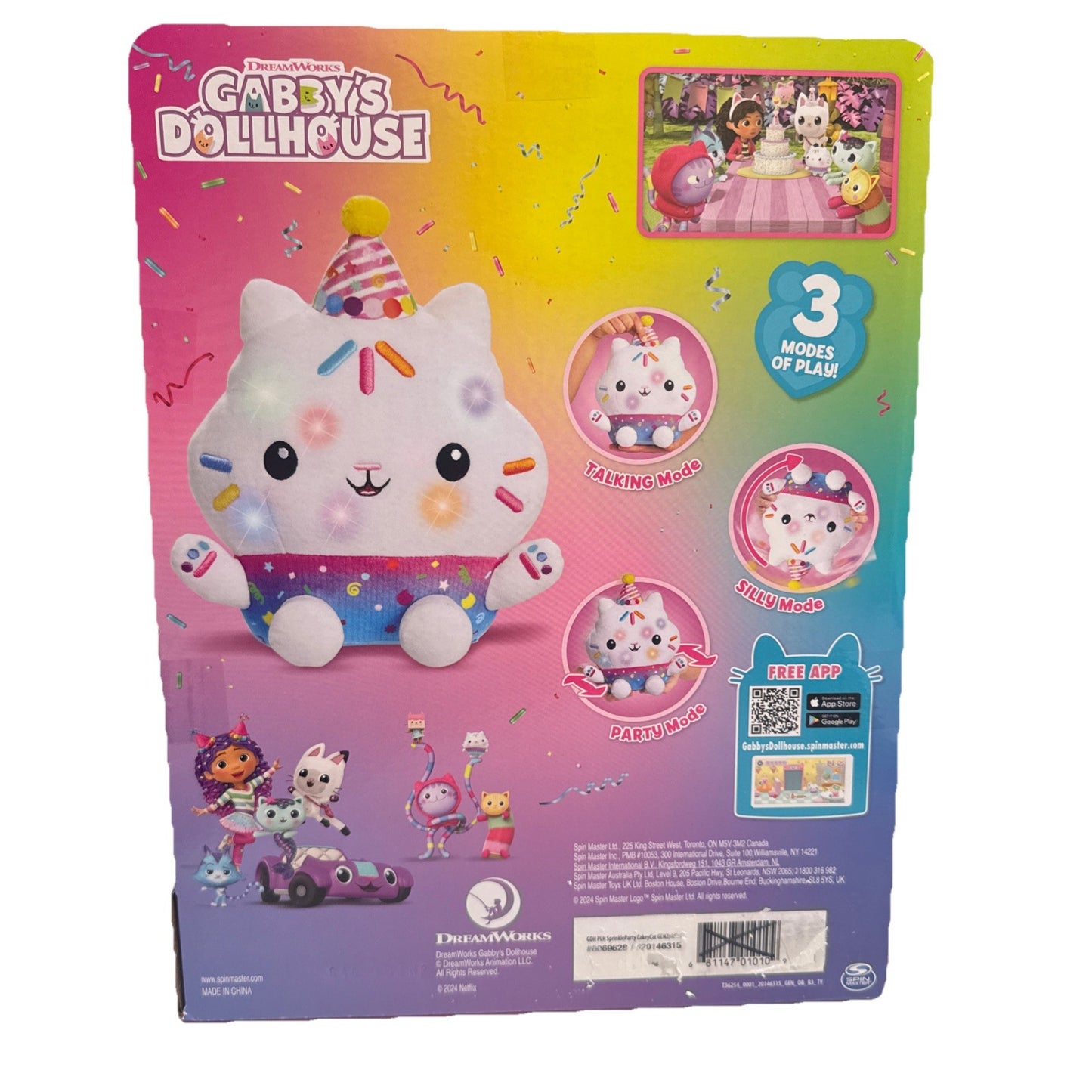 Gabby’s Dollhouse Sprinkle Party Cakey Cat Plush Interactive Toy Lights Sounds 1