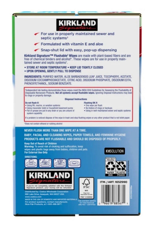 Kirkland Signature Premoistened Flushable Wipes, Fragrance Free, 640-count-NEW1