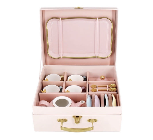 Members Mark Porcelain Tea Set 15 Piece Pretend Play with Carrying Case1