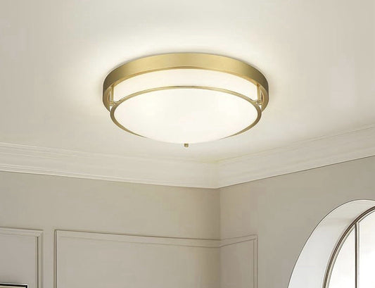 Flush Mount Ceiling Light Gold 2-Light 16” Modern Fixture Hallway Kitchen0