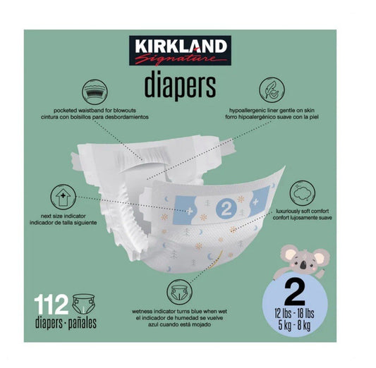 Kirkland Signature Baby Diapers Size 2 (12-18 lbs) 112 Count - New & Sealed1
