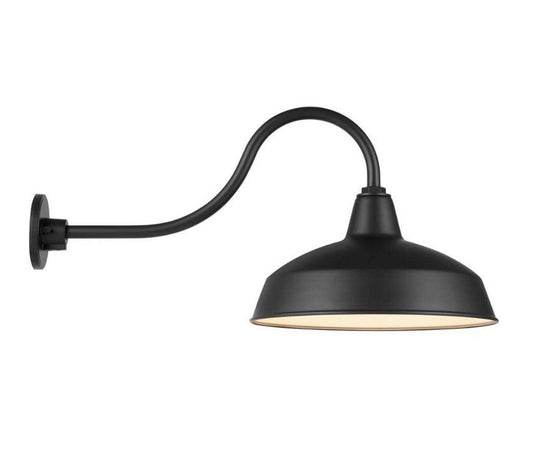 Hampton Bay Easton 14” Outdoor Wall Light Matte Black Barn Lantern Wall Sconce1