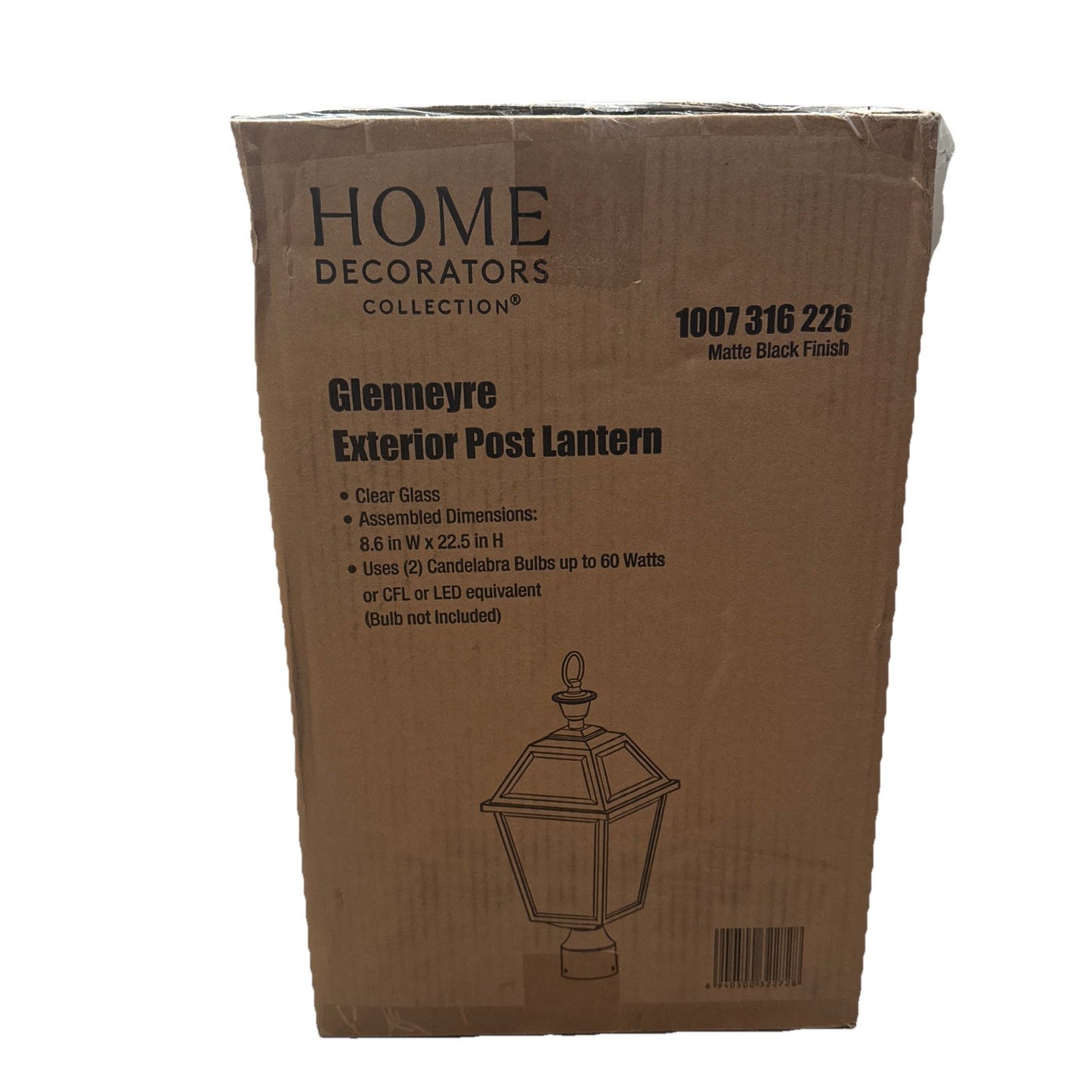 Home Decorators Glenmeyre Outdoor Post Lantern Matte Black Clear Glass4
