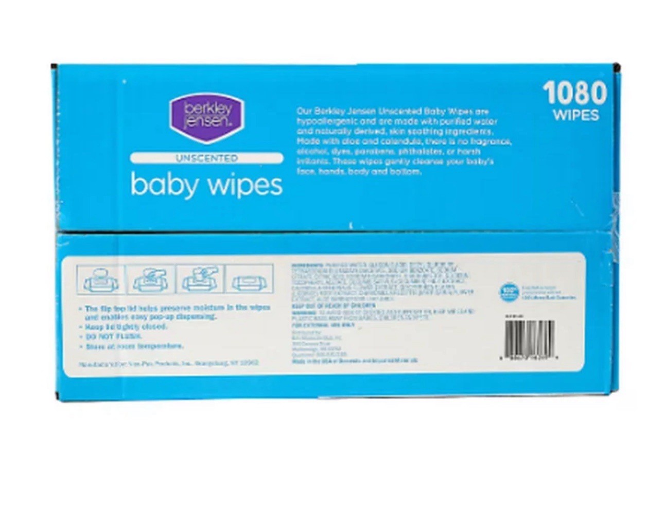 Berkley Jensen Unscented Baby Wipes 1080 Count, Hypoallergenic- NEW2