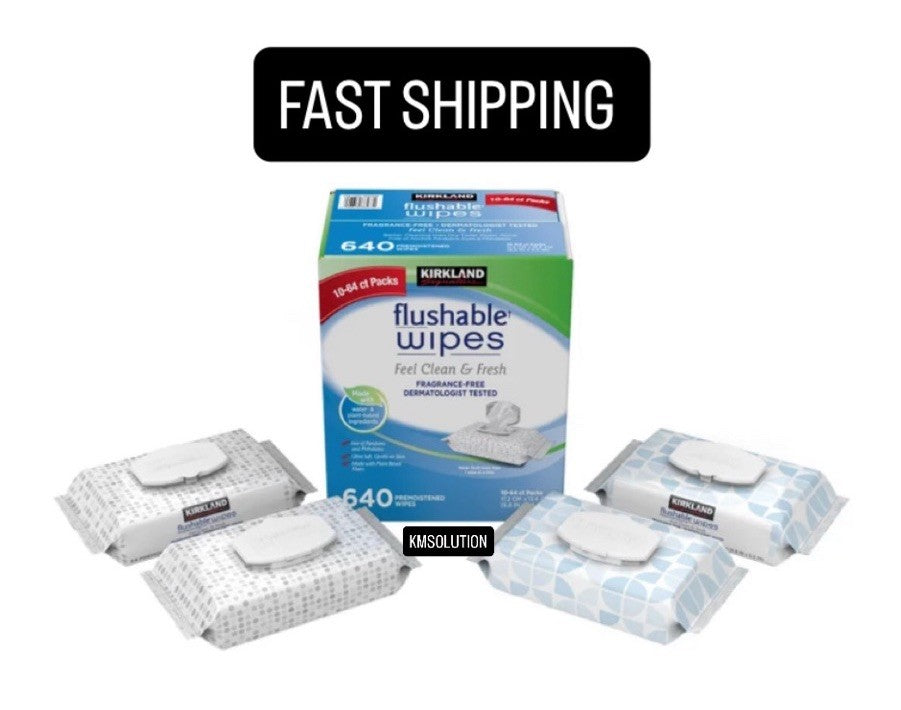 Kirkland Signature Premoistened Flushable Wipes, Fragrance Free, 640-count-NEW2