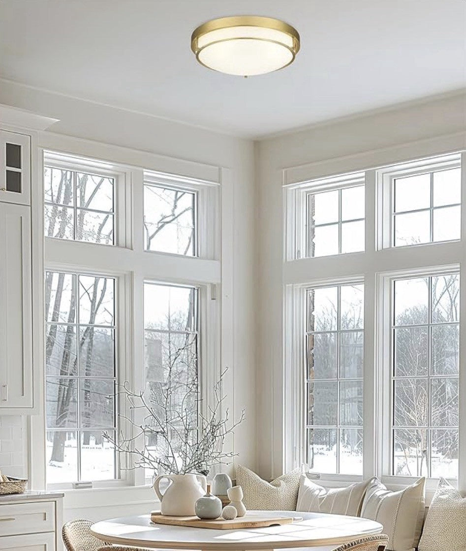 Flush Mount Ceiling Light Gold 2-Light 16” Modern Fixture Hallway Kitchen3