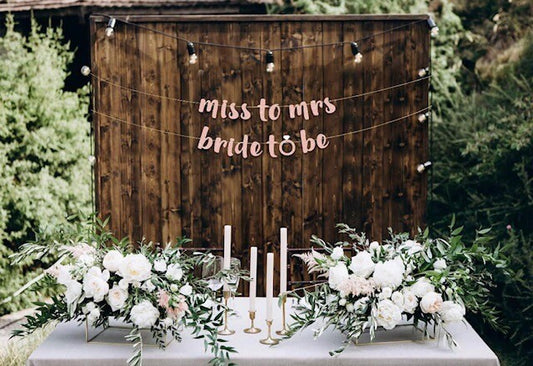 Rose Gold Glitter Mr & Mrs Banner Bridal Shower Engagement Wedding Party Suppl1