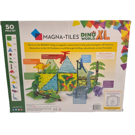 Magna-Tiles Dino World XL 50 Piece Set Magnetic Building Tiles Dinosaurs1