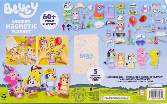 Bluey Wooden Magnetic Game 60+ Pieces with Dolls and Accessories - NEW & Sealed1