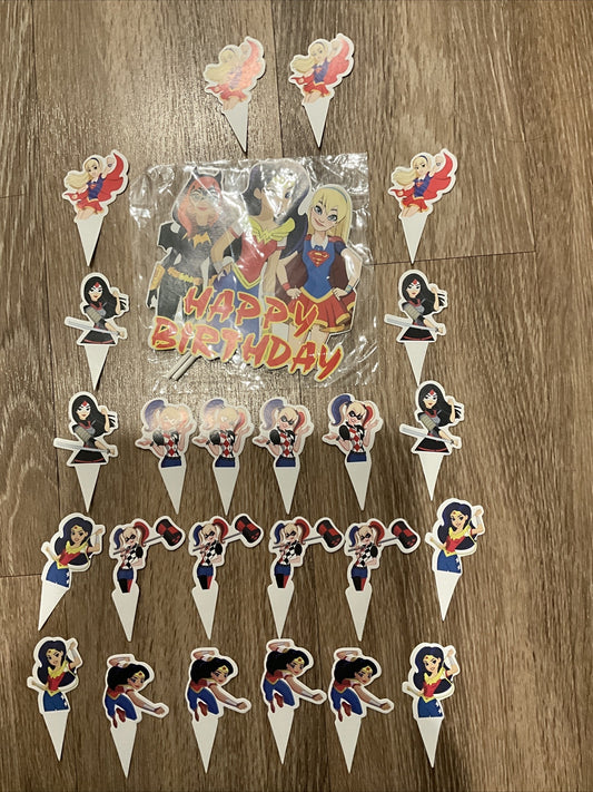 Party Supplies For Super Girls, Cupcake Toppers Metallic Balloons- NEW1