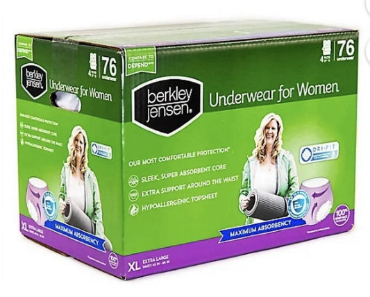 Berkley Jensen Women's Incontinence Underwear - XL, 76 Count -Maximum Absorbency1