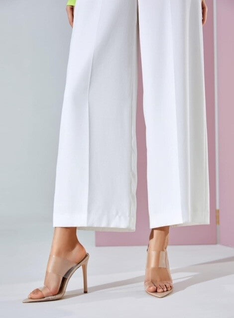 Vivianly Women's Clear Strap Stiletto Heel Sandals Pointed Toe Shoe,Size 9- Nude1