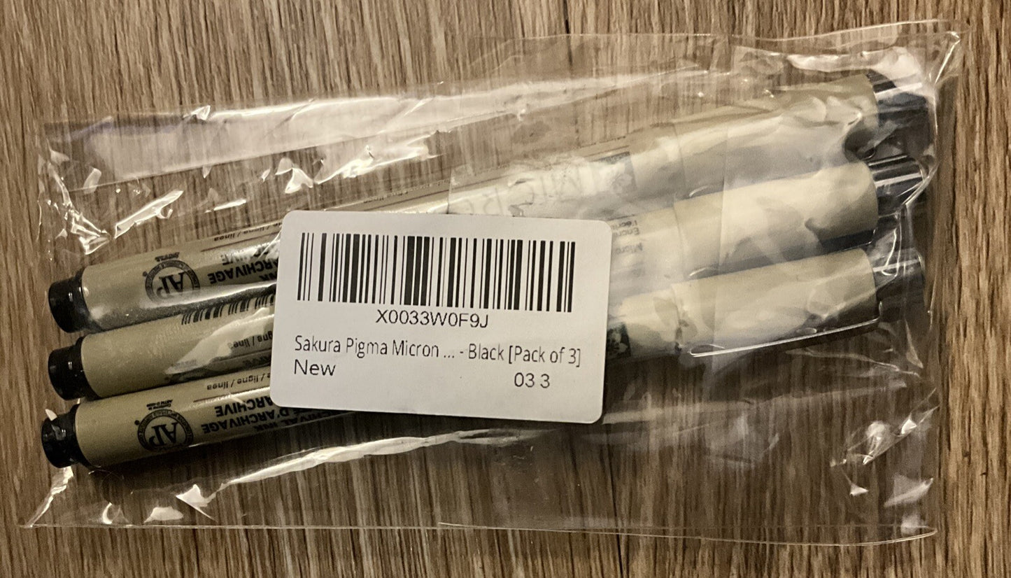 Sakura Pigma Micron 03 Black Pen 0.35mm Line Width Pack of 33