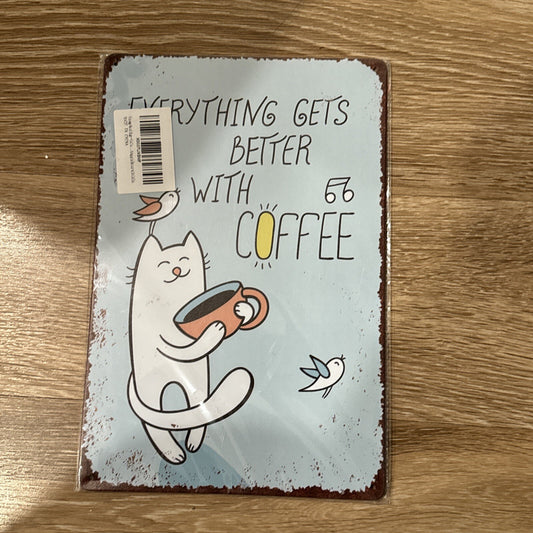 Metal Sign 8x12 Cats Coffe Free Shipping 8x121