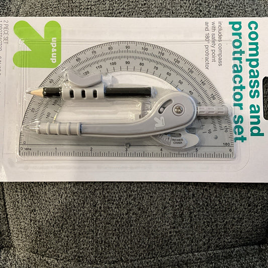 Compass (5 1/2 IN) and Protactor 180º Set (2 Piece) | Up & Up NEW1