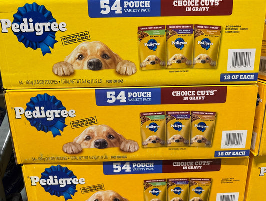Pedigree Pouch Wet Dog Food, 54 Count Variety Pack- NEW1
