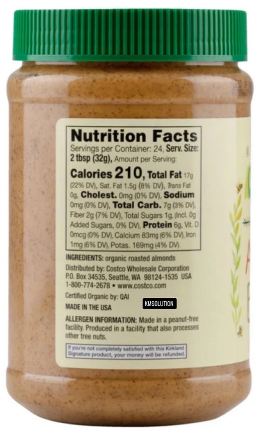 Kirkland Signature Organic Roasted Almond Butter, Creamy, 27 oz - NEW & SEALED1