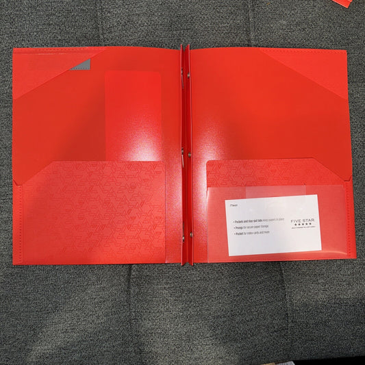 Five Star 2-Pkt Stay-Put, Prng, 2 Folder, Red New Fast Shipping1