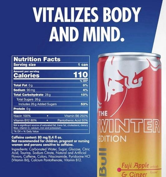 Red Bull Energy Drink Winter Edition Fuji Apple & Ginger 24 of Pack - 8.4 Fl Oz1