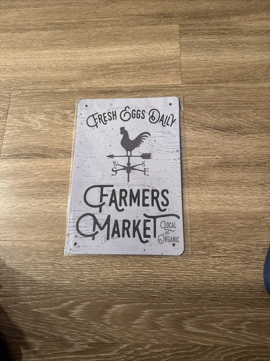 metal sign Farmers Market Fresh Egos Daily 8x121