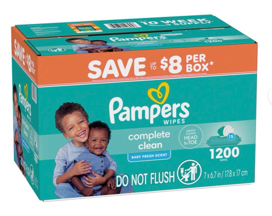 Pampers Complete Clean Baby Wipes, 1200 Count (12 Packs)