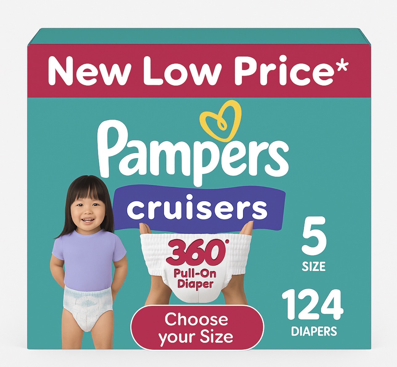 Pampers Cruisers 360 Fit Diapers Size 5, 124 Count