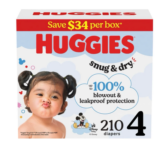 Huggies Snug & Dry Baby Diapers Size 3-7 Bulk Pack - Choose Your Size