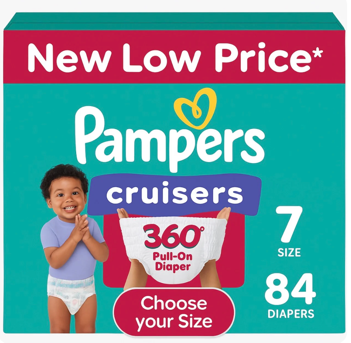 Pampers Cruisers 360° Fit Pull-On Diapers Bulk Value Box Sizes 4-7 - Choose Your Size