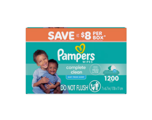 Pampers Baby Clean Wipes, Fresh Scent, 1,200 Wipes (15 Packs)