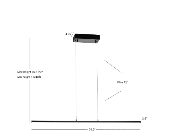 JONATHAN Y Conley 39.5-Inch Integrated LED Linear Pendant Light, Black Finish