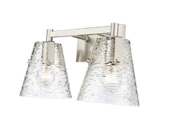 Z-Lite Analia 2-Light Vanity Light Water Glass Bathroom Wall Fixture E26 Dimmable