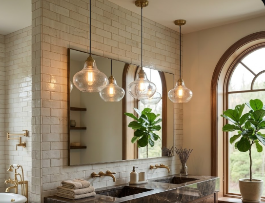 Trade Winds 1-Light Pendant Light Natural Brass Hanging Ceiling Light E26