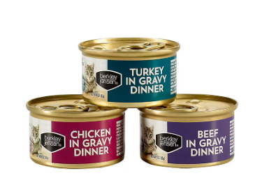 Berkley Jensen Beef & Poultry in Gravy Dinners Variety Pack 36 Grain-Free Wet Cat Food Cans with Chicken, Turkey & Beef