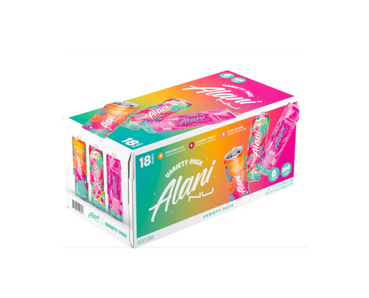 Alani Nu Energy Drink Variety Pack, Orange Kiss, Pink Slush & Cherry Twist, 18 Cans (12 fl oz Each)