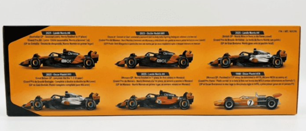 Bburago 1:43 McLaren Formula 1 Team - Collector Set of 6 Diecast Cars, Lando Norris & Oscar Piastri