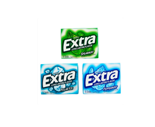 Extra Sugar-Free Chewing Gum Mint Variety Pack 18 Packs 270 Total Sticks Spearmint, Polar Ice & Peppermint