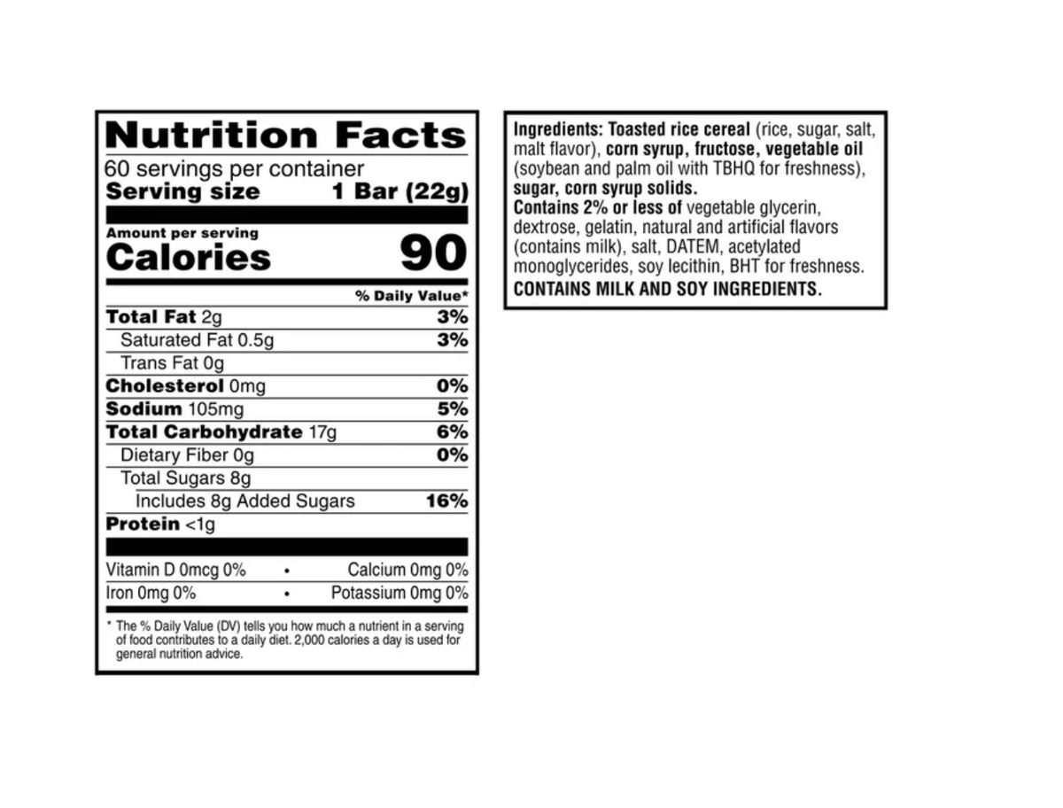 Kellogg's Rice Krispies Treats Original Crispy Marshmallow Squares 60 Count 0.78 oz Snack Bars