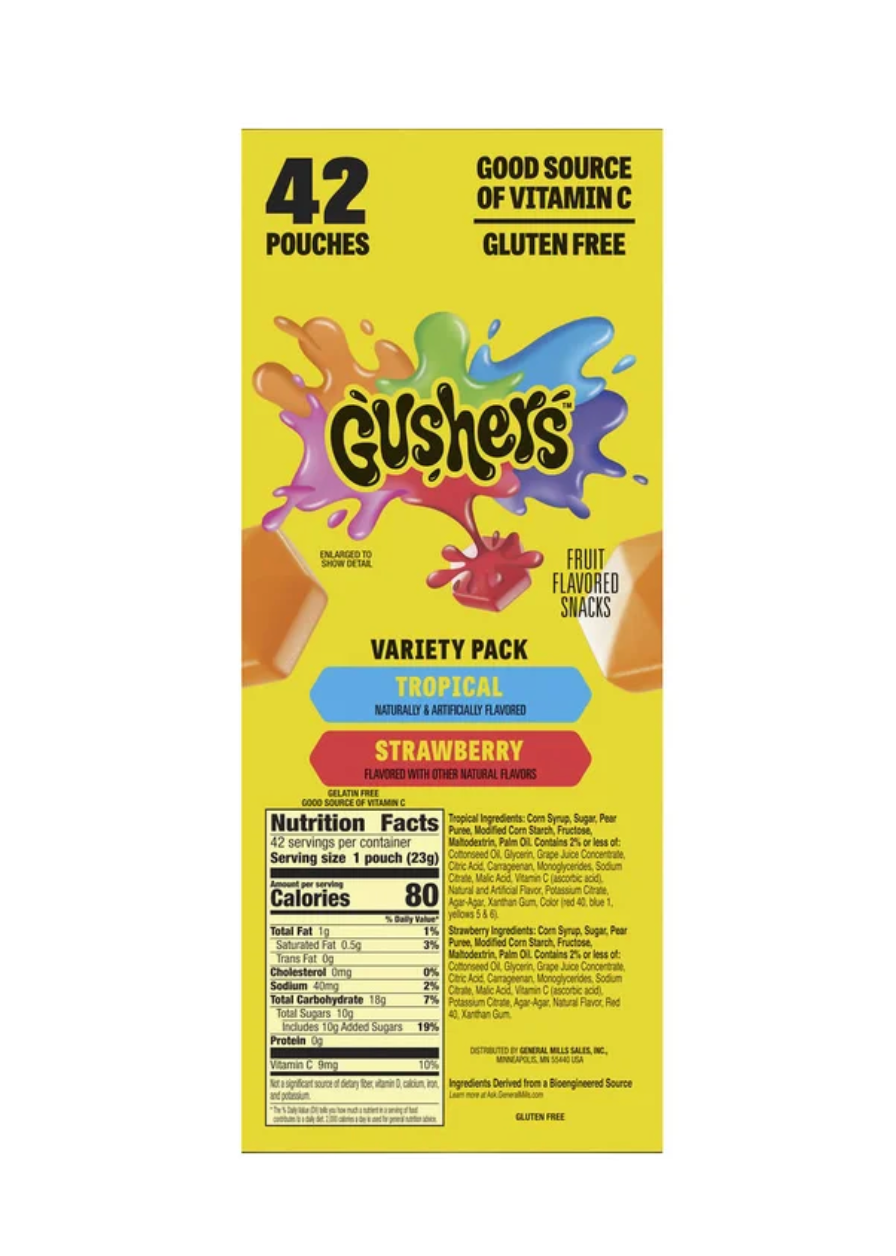Fruit Gushers Fruit Flavored Snacks, Variety Pack, 0.8 oz, 42-Count