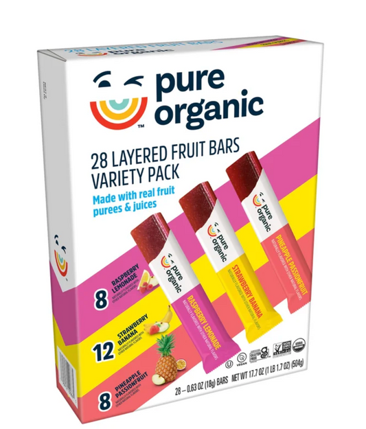 Pure Organic Layered Fruit Bars, Variety Pack, 0.63 oz, 28-count