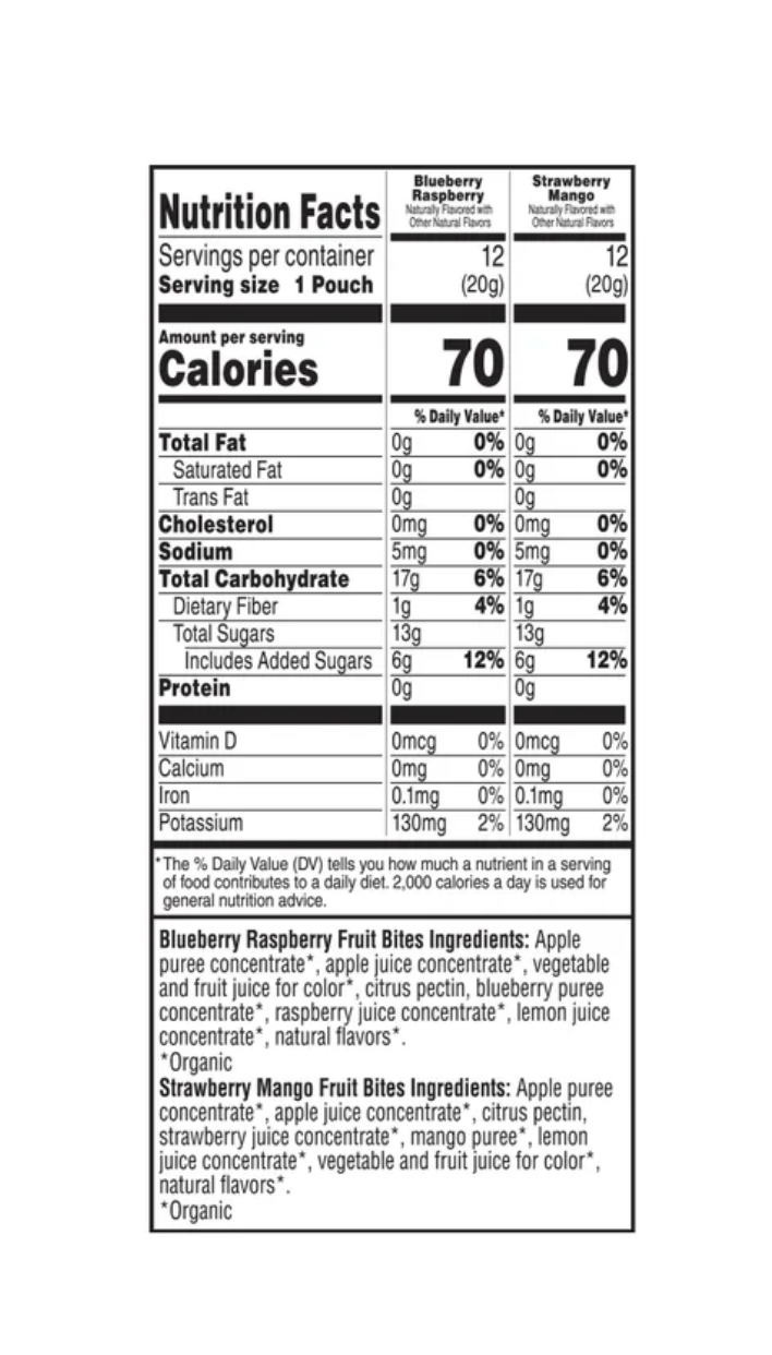 Pure Organic Twisted Fruit Bites Variety Pack Blueberry Raspberry & Strawberry Mango, 24 Count