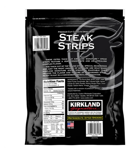 Kirkland Signature Premium Extra Thick Steak Strips Beef Jerky 12oz Gluten Free