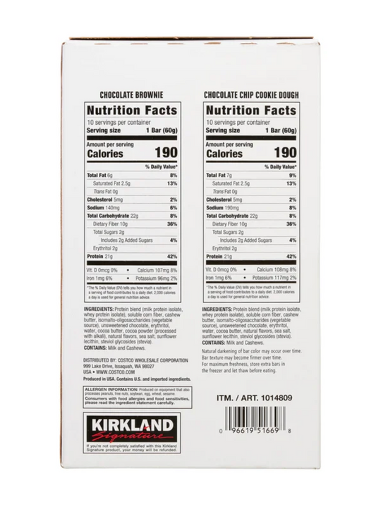 Kirkland Signature Protein Bar, Variety Pack, 2.12 oz, 20-count