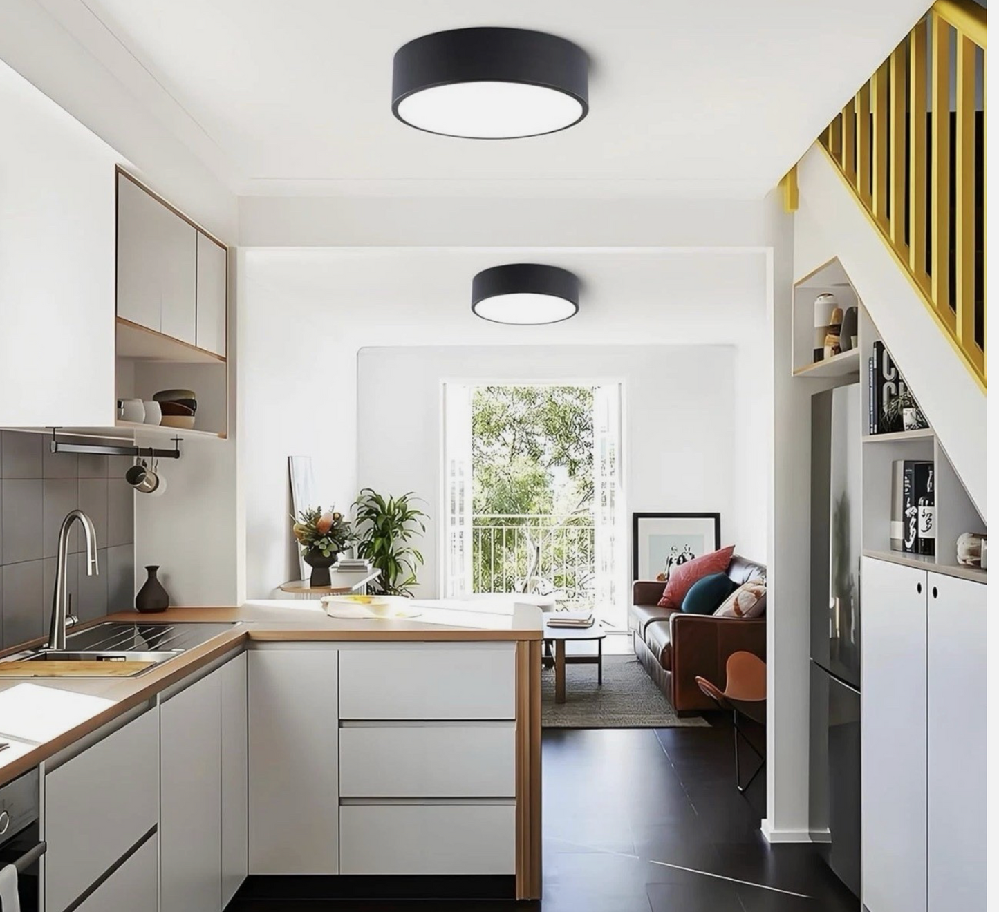 Origin 21 Lynnpark LED Flushmount Ceiling Fixture, Matte Black & Frosted White Acrylic, Dimmable, 11.95"