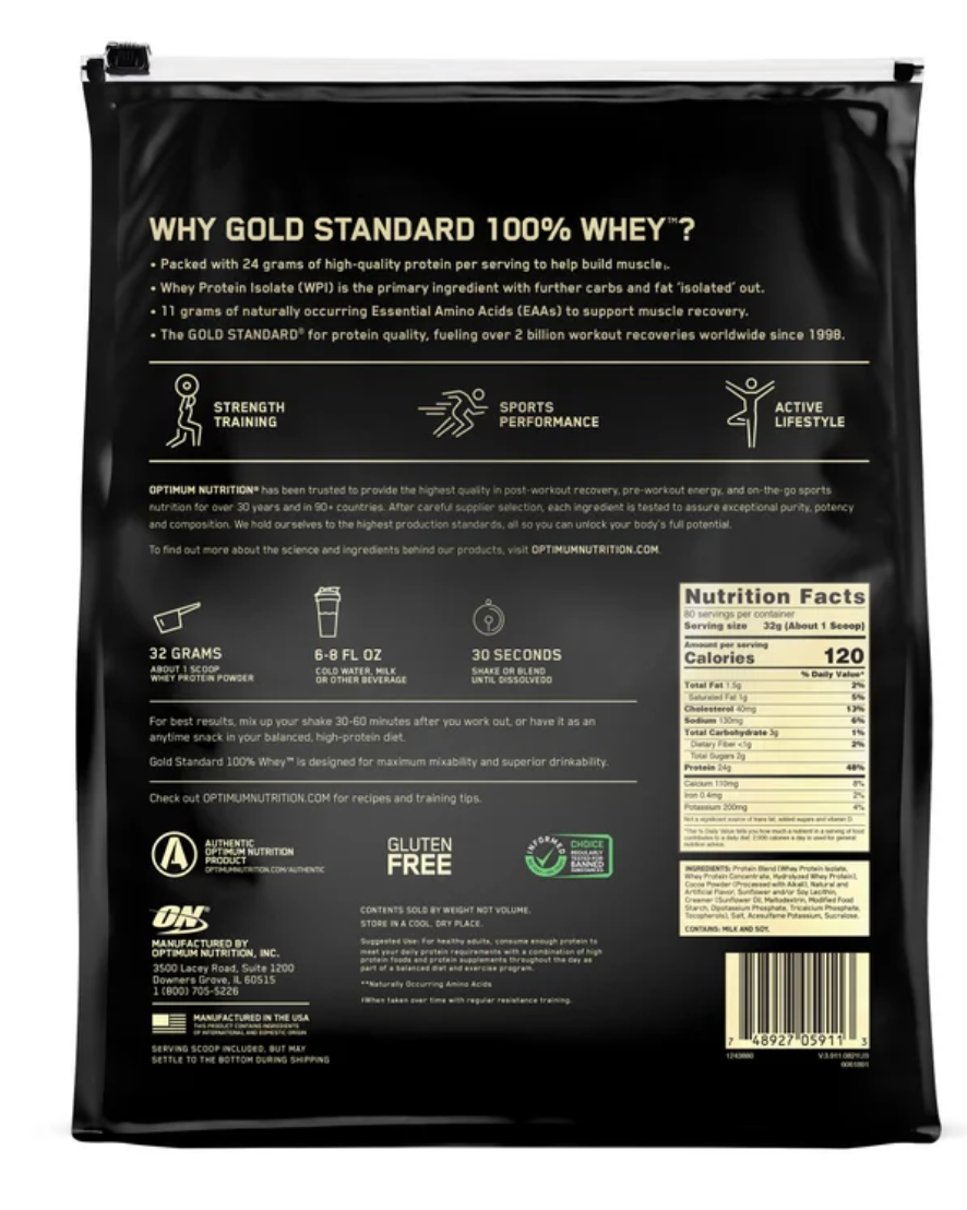 Optimum Nutrition Gold Standard 100% Whey Protein Powder, Extreme Milk Chocolate, 5.64 lbs