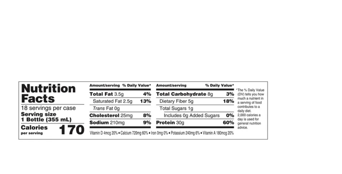 Oikos 30g Protein Shake, Vanilla, 12 fl oz Bottles, 18 Pack