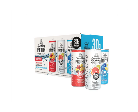 Genius Gourmet Sparkling Clear 30g Protein Drink Variety Pack, 12 fl oz Cans, 15 Pack