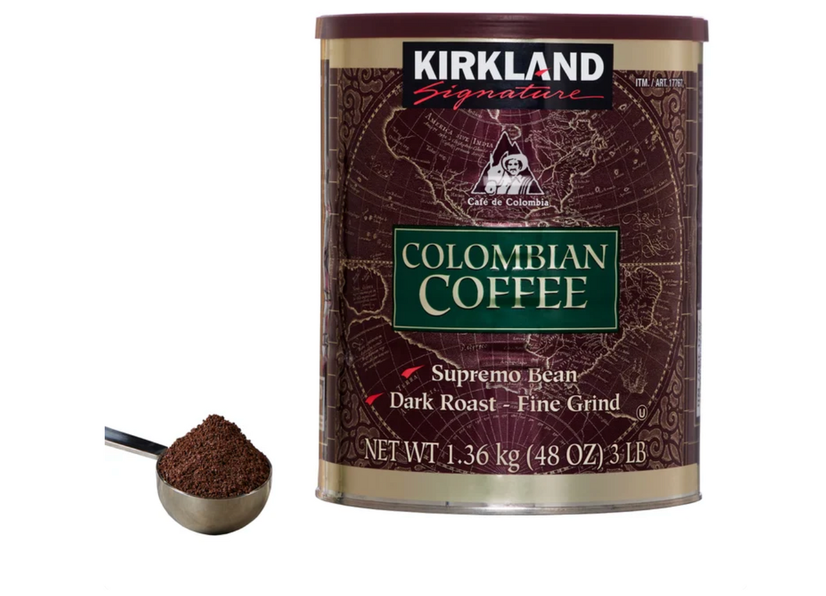 Kirkland Signature Colombian Coffee, 100% Colombian Supremo, Dark Roast, Fine Grind, 3 lb