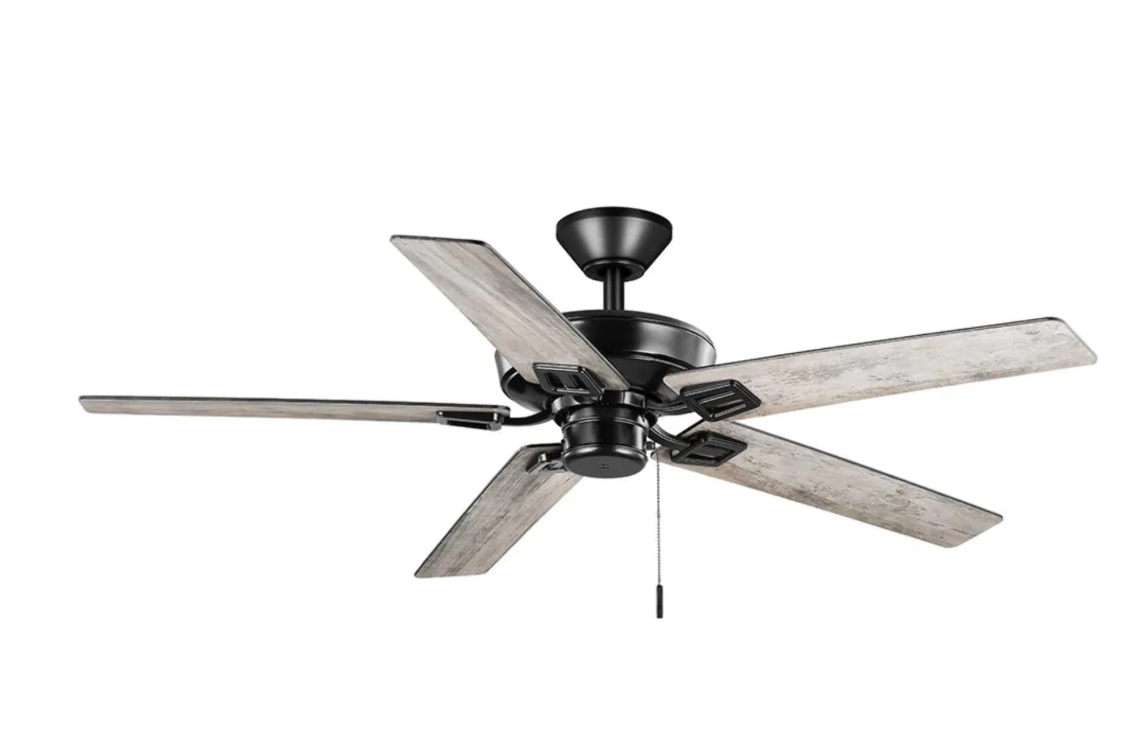 Hampton Bay Bayfield 52" Indoor Matte Black Ceiling Fan with 5 Reversible Blades