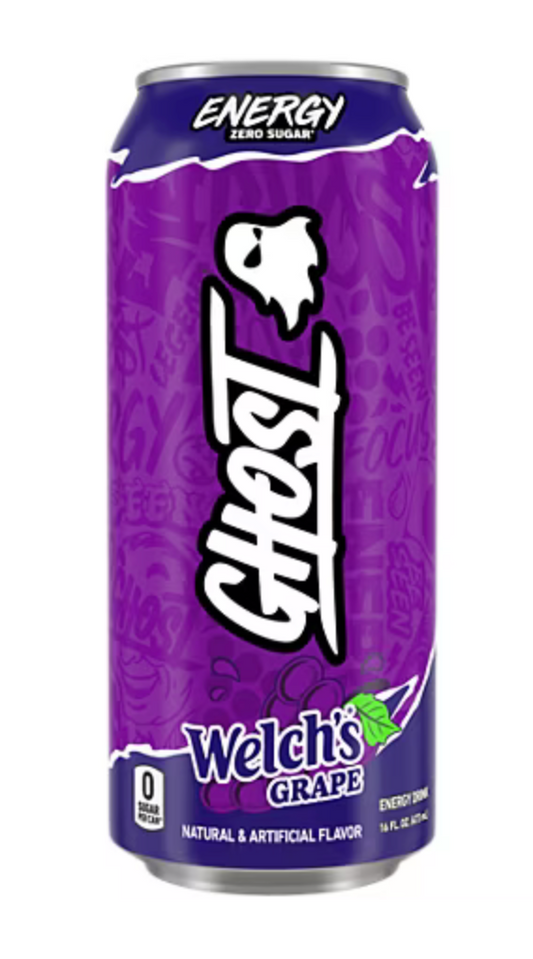 Ghost Energy Drink Welch's Grape 18 Pack (16 fl oz) - Zero Sugar Energy & Focus Drink